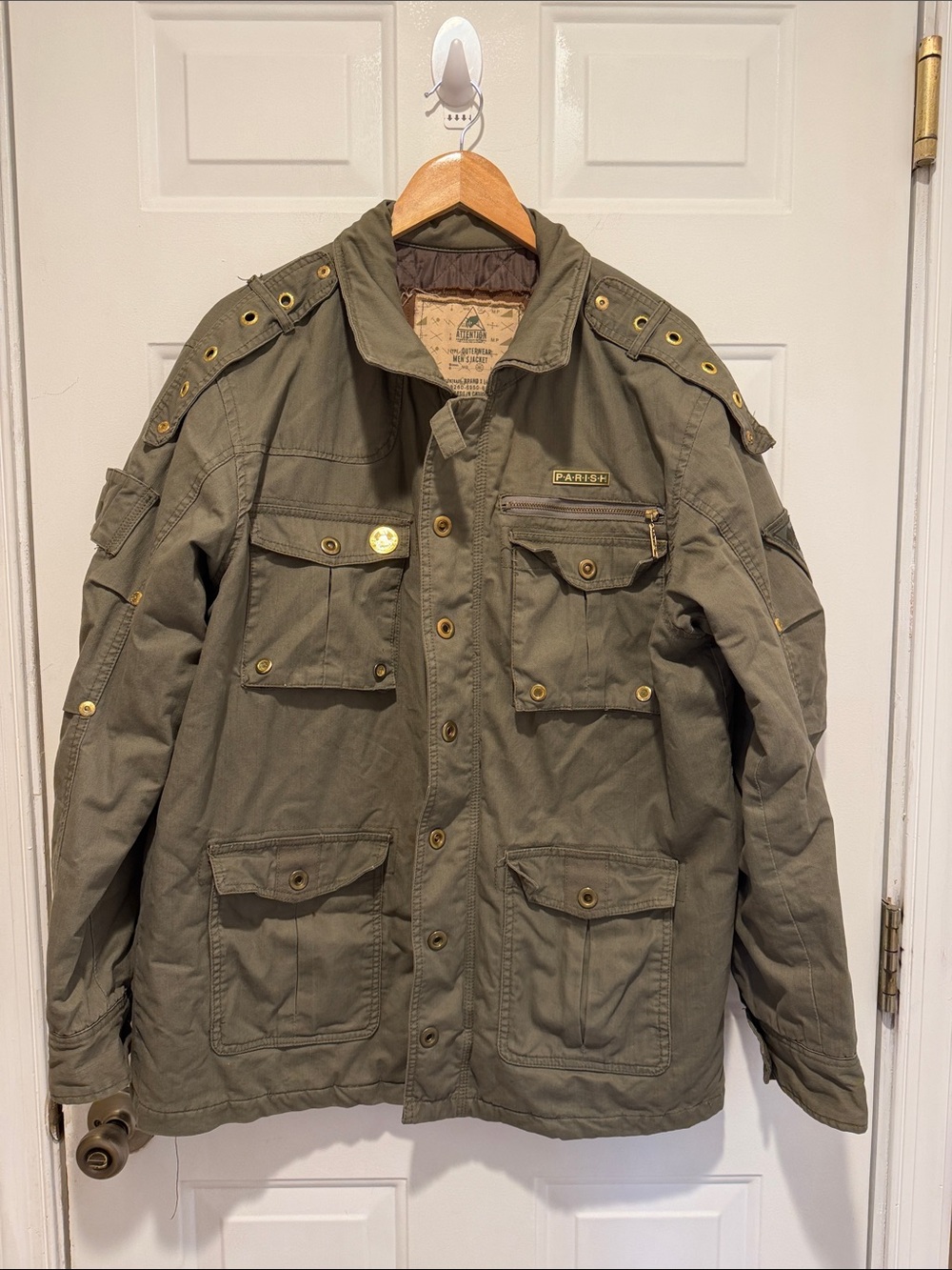 PARISH Military Style Utility Jacket Y2K